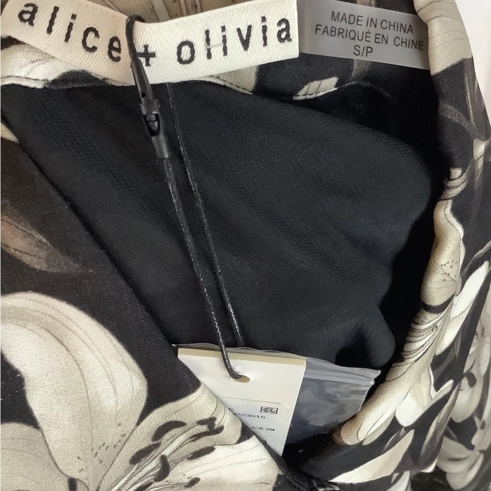 NWT Alice + Olivia Sz S Edyth Stargazer Floral Print Maxi Dress Black Viscose - Picture 8 of 10